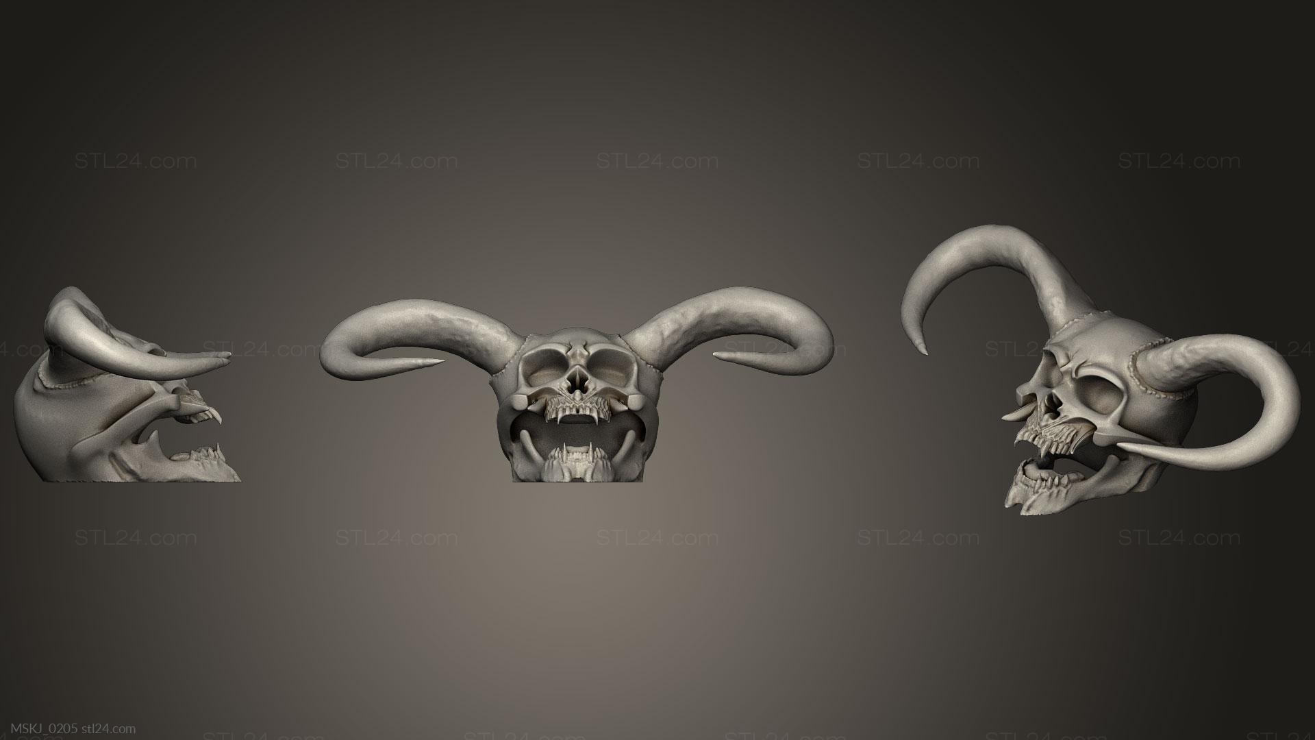 Маски и морды животных (Череп Рогатого Демона, MSKJ_0205) 3D модель для ЧПУ станка